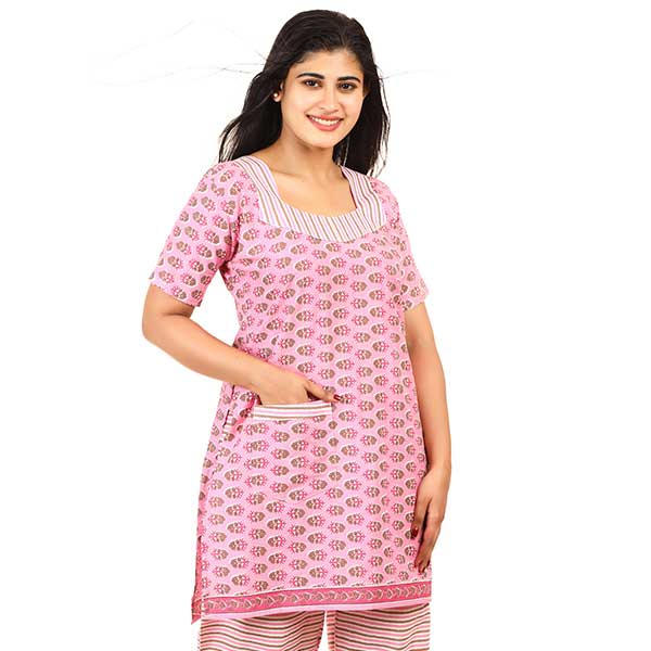 Women's Night wear Cotton Pyjama and Top Set for Sleepwear | Night Sui